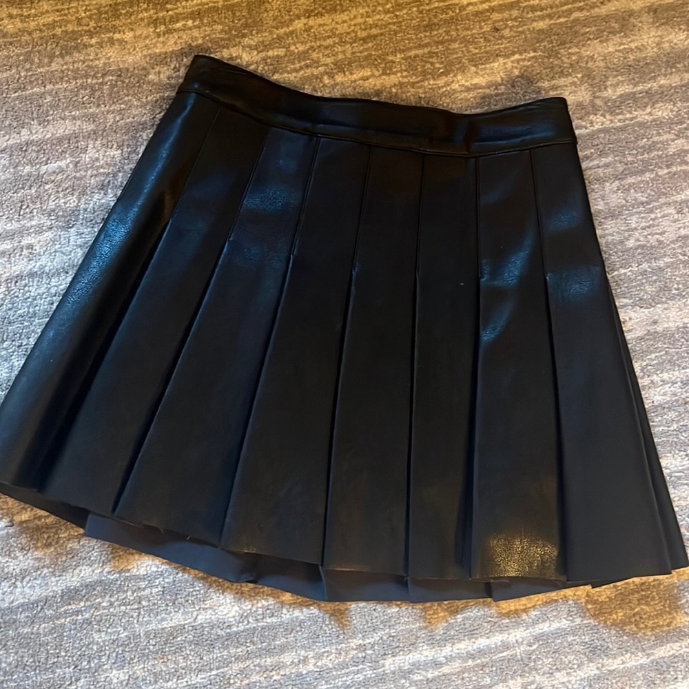 Katie J- Pleather Pleated Skirt